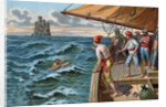 Illustration of Edmond Dantes Left in the Sea by a Ship Crew by Anonymous
