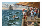 Illustration of Edmond Dantes Left in the Sea by a Ship Crew by Anonymous