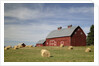 Hay Bales and Red Barn by Anonymous