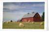 Hay Bales and Red Barn by Anonymous
