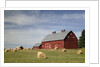 Hay Bales and Red Barn by Anonymous