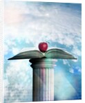Apple and Open Book on Pedestal by Anonymous