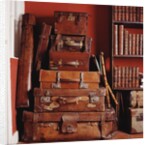 Stack of Antique Leather Suitcases by Anonymous