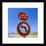 Stop and No Left Turn Signs by Anonymous