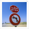 Stop and No Left Turn Signs by Anonymous