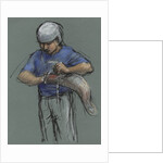 Illustration of a Jai Alai Player Putting on a Cesta by Alexandra Day