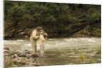 Father and Son Fly Fishing in Moose Creek by Anonymous