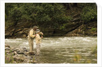 Father and Son Fly Fishing in Moose Creek by Anonymous