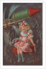 Fourth of July Postcard with a Girl and a Rocket by Anonymous
