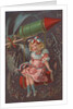 Fourth of July Postcard with a Girl and a Rocket by Anonymous