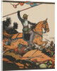 Illustration of Hernando Cortez in Battle by J.L. Kraemer