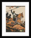 Illustration of Hernando Cortez in Battle by J.L. Kraemer