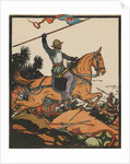 Illustration of Hernando Cortez in Battle by J.L. Kraemer