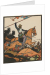 Illustration of Hernando Cortez in Battle by J.L. Kraemer