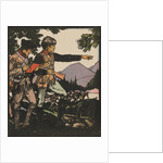 Illustration of Lewis and Clark in Louisiana Territory by J.L. Kraemer