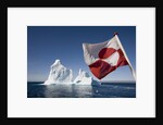 Greenland Flag on Arctic Umiaq Line Ferry by Anonymous