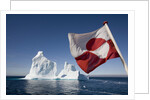 Greenland Flag on Arctic Umiaq Line Ferry by Anonymous