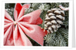 Christmas Decoration on Tree Covered with Frost by Anonymous