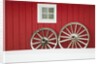 Wagon Wheels on Snow Against Stable by Anonymous