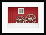 Wagon Wheels on Snow Against Stable by Anonymous