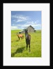 Horses and Barn in Prairie by Anonymous