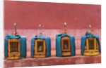 Wooden Bird Cages Against Ancient City Wall by Anonymous