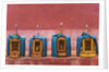 Wooden Bird Cages Against Ancient City Wall by Anonymous