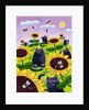 Black Cats Watching Honeybees on Sunflowers by Anonymous