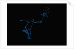 Figure running through the rain with an umbrella by Anonymous