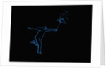 Figure running through the rain with an umbrella by Anonymous