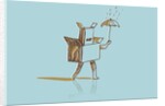 Box man walking through the rain by Anonymous
