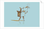 Box man walking through the rain by Anonymous