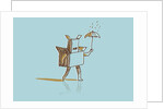 Box man walking through the rain by Anonymous