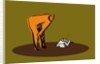 Figure examining a smaller figure playing a violin by Anonymous