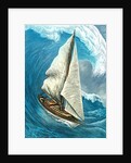 Sailboat caught in front of a large swell by Anonymous