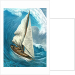 Sailboat caught in front of a large swell by Anonymous