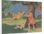 Book Illustration of Girls Playing on a Swing by Anonymous