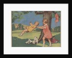 Book Illustration of Girls Playing on a Swing by Anonymous