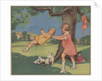 Book Illustration of Girls Playing on a Swing by Anonymous