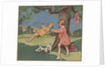 Book Illustration of Girls Playing on a Swing by Anonymous