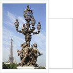 Lamp with Statues and the Eiffel Tower in the Distance by Anonymous