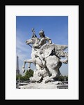 Statue of Deity Riding Winged Horse with Eiffel Tower in Background by Anonymous