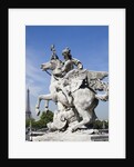 Statue of Deity Riding Winged Horse with Eiffel Tower in Background by Corbis