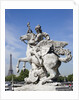 Statue of Deity Riding Winged Horse with Eiffel Tower in Background by Corbis