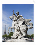 Statue of Deity Riding Winged Horse with Eiffel Tower in Background by Anonymous