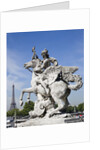 Statue of Deity Riding Winged Horse with Eiffel Tower in Background by Anonymous