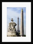 Statue with the Obelisk of Luxor and the Eiffel Tower in the Background by Anonymous
