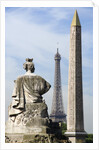 Statue with the Obelisk of Luxor and the Eiffel Tower in the Background by Anonymous