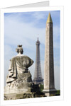 Statue with the Obelisk of Luxor and the Eiffel Tower in the Background by Anonymous