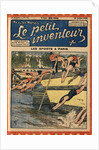 Illustration of Swimmers Diving into the Seine River by Anonymous